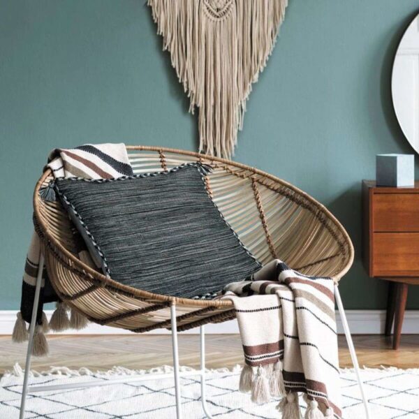 Coussin The Deco Factory SAHARA gris tressé en coton pour canapé
