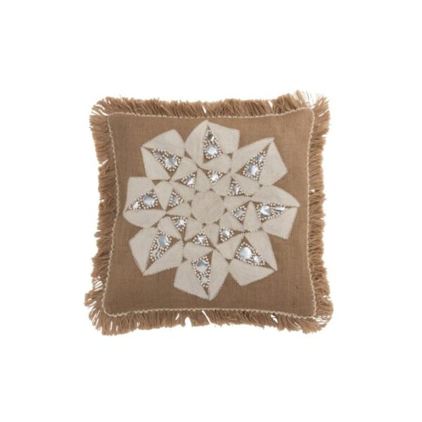 Coussin abstrait J-line naturel et beige aux dimensions généreuses