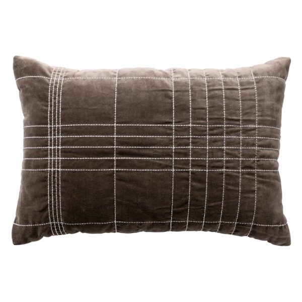 Coussin Dutch Decor Selah gris à lignes piquées, format rectangulaire