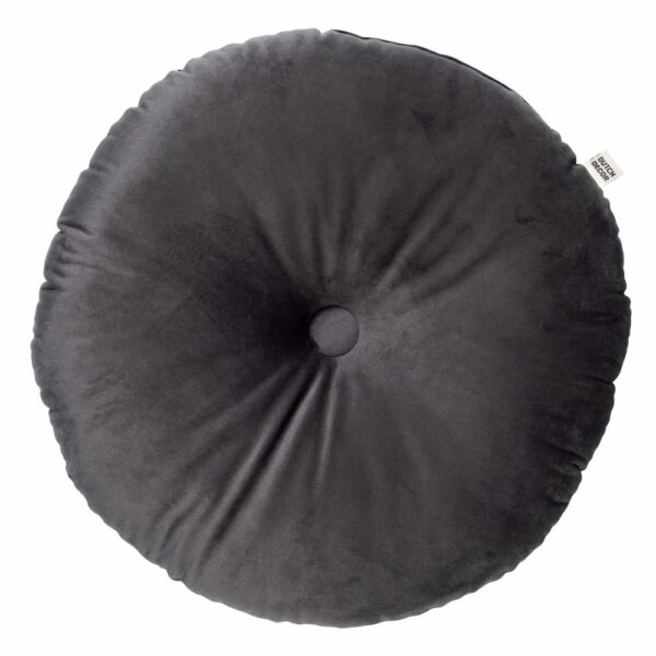 Coussin Dutch Decor Olly rond anthracite avec tissu au toucher velours