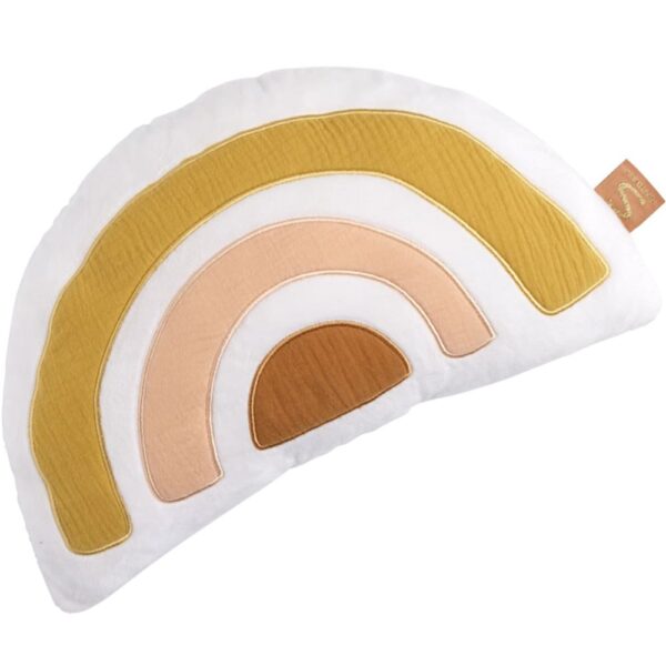 Coussin Sauthon SUNLIGHT beige en forme d’arc-en-ciel, en mousseline et velours