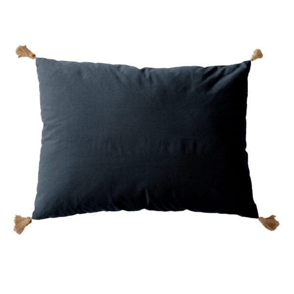 Coussin Home Maison gris foncé avec quatre pompons en jute