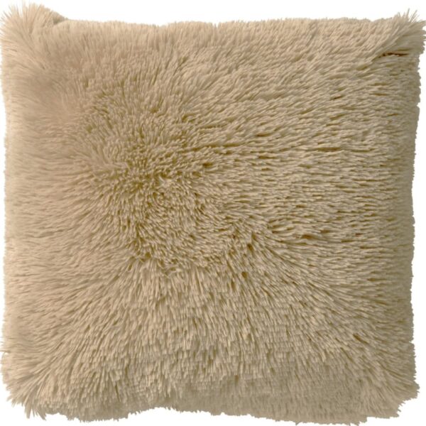 Coussin Fluffy Dutch Decor beige duveteux avec fermeture éclair latérale