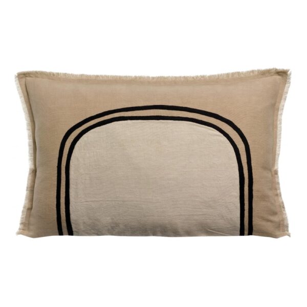 Coussin Laly Vivaraise rectangulaire gris galet en mélange de lin et coton