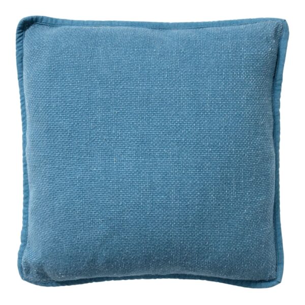 Coussin Dutch Decor Bowie bleu uni carré en coton délavé