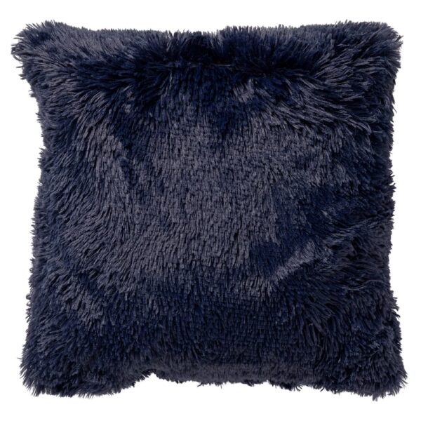 Coussin Dutch Decor FLUFFY bleu foncé à poils longs, carré et décoratif