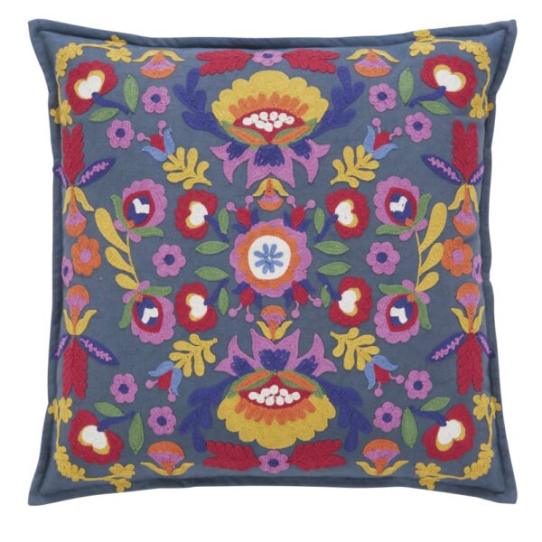 Coussin UDUPI Maisons du Monde brodé, multicolore, avec pompons tout autour