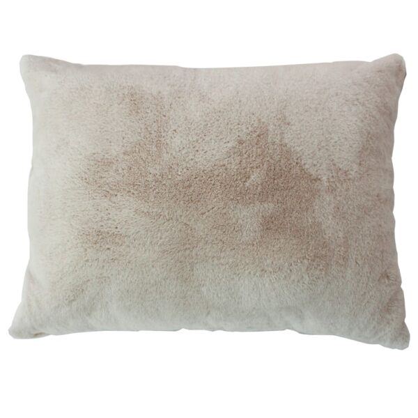 Coussin cocooning Home Maison beige en imitation fourrure polyester réversible