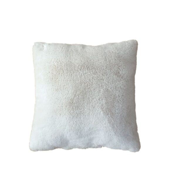 Coussin cocooning Home Maison blanc carré en imitation fourrure polyester