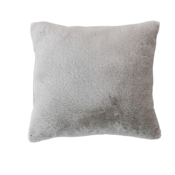 Coussin cocooning Home Maison gris carré en imitation fourrure polyester