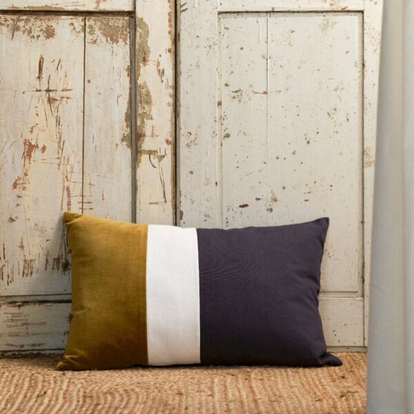 Coussin Today Indies réversible en coton gris avec face fusain unie