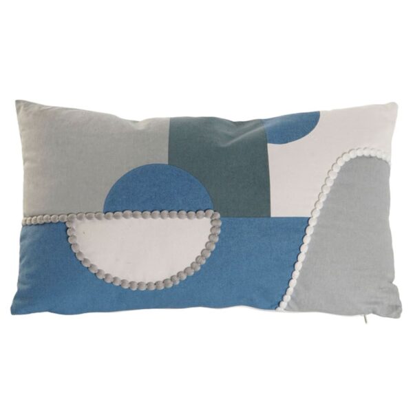 Coussin Wadiga rectangulaire en coton aux couleurs bleue et grise