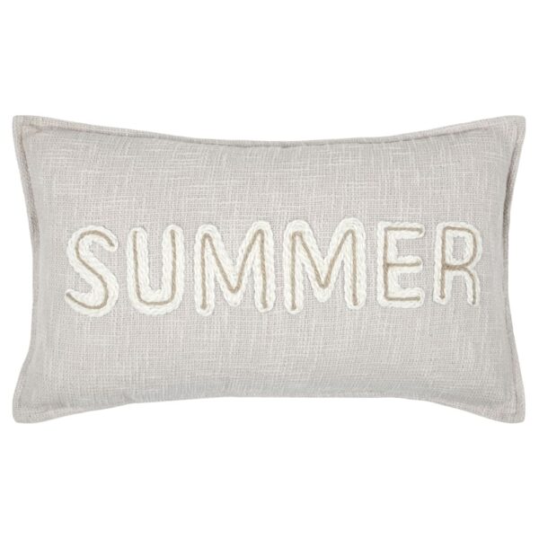 Coussin Home Maison Summer beige en coton et jute, format rectangulaire