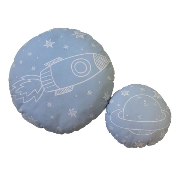 Coussins enfant MueMue espace ronds à motifs spatiaux, en deux formats