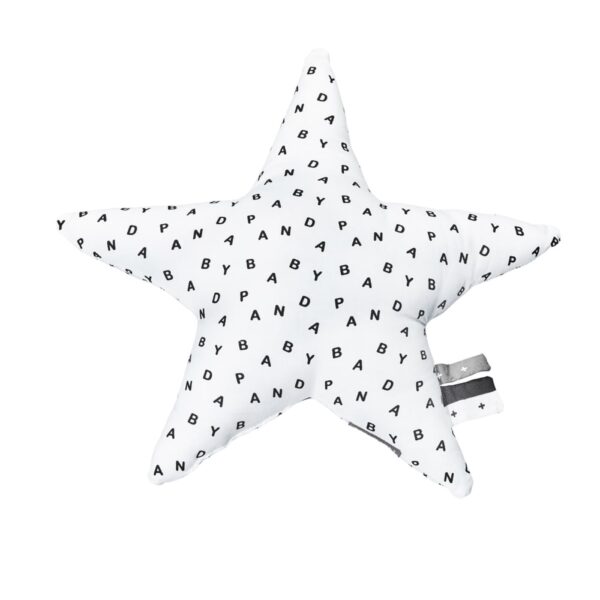 Coussin étoile Sauthon Chao Chao blanc en popeline imprimée