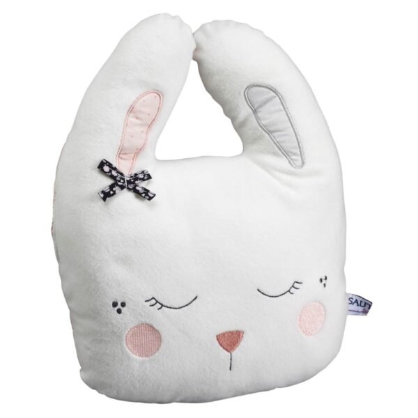 Coussin lapin Sauthon Fleur de Lune blanc en forme de tête de lapin