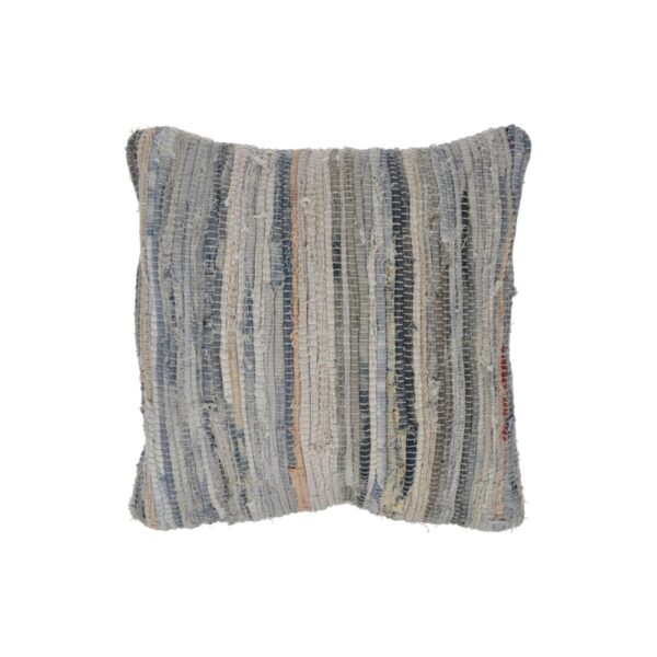 Coussin Mobili Rebecca beige carré en coton denim avec housse zippée