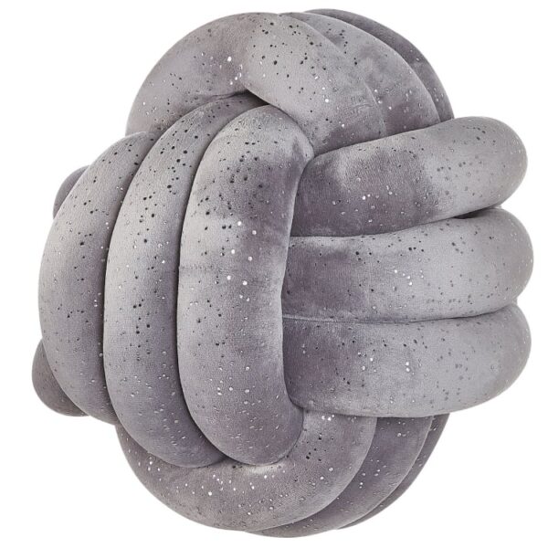 Coussin décoratif Beliani en velours gris à nœud avec paillettes argentées