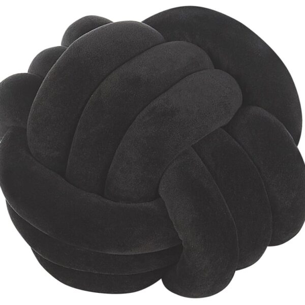 Coussin décoratif Beliani en velours noir à forme nouée sur un fauteuil