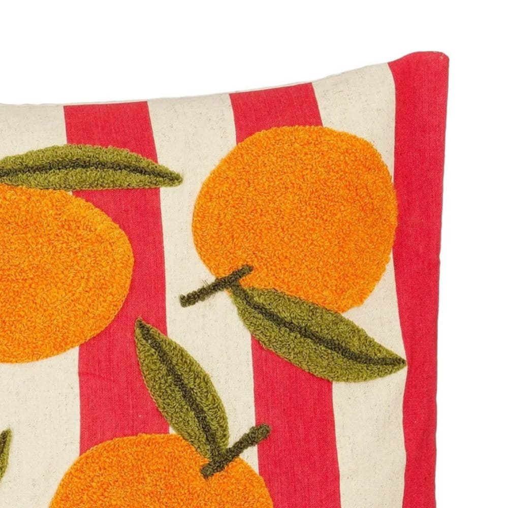 Coussin décoratif Mica Decorations carré à motif orange et rayures rouges — vue 2