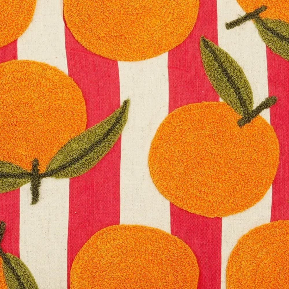 Coussin décoratif Mica Decorations carré à motif orange et rayures rouges — vue 3