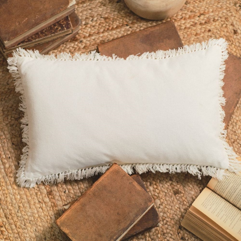 Coussin décoratif Today Indies multicolore en coton avec finition frangée — vue 2