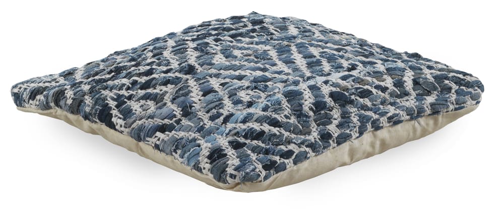 Coussin en coton GEESE HOME bleu, carré et tissé à la main