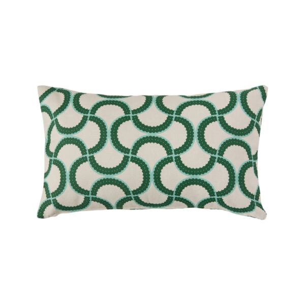 Coussin CAMIF Jardin Urbain rectangulaire à motif géométrique beige et vert