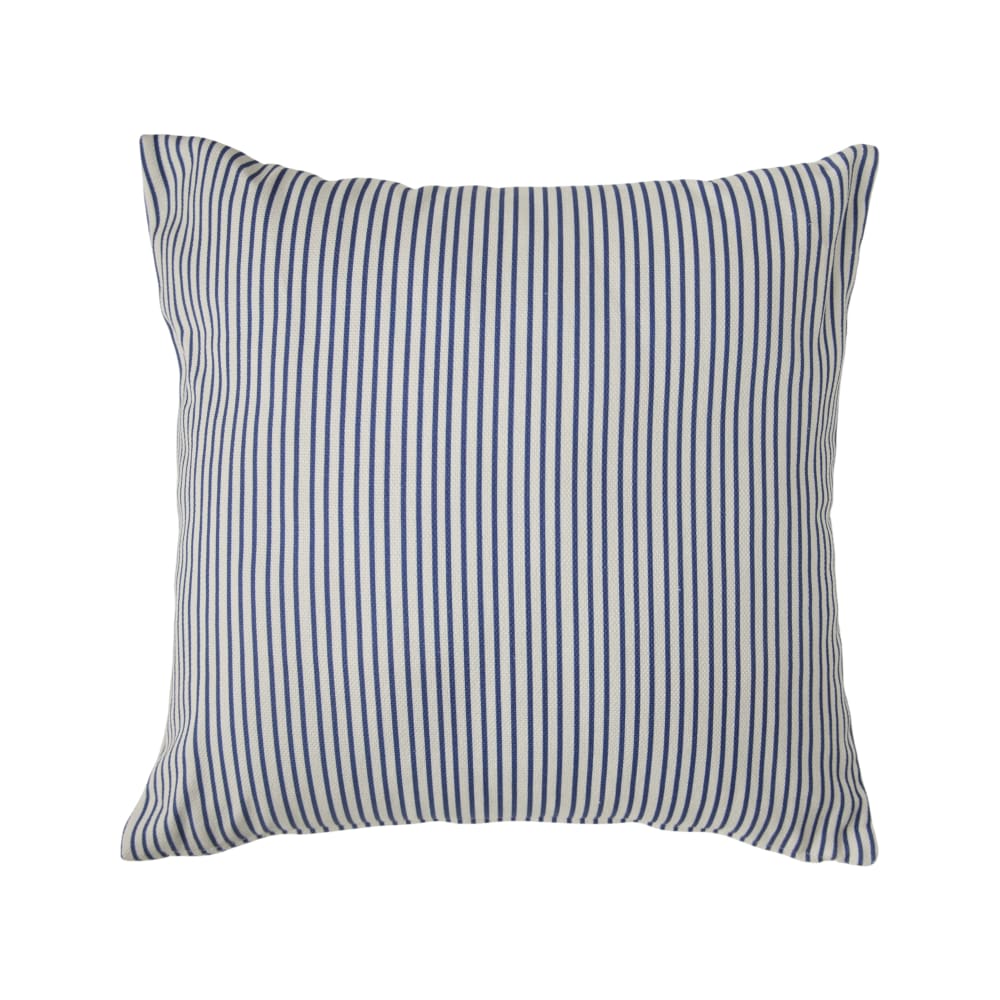Coussin CAMIF Aulne en coton à fines rayures bleu nautique, format carré — vue 2
