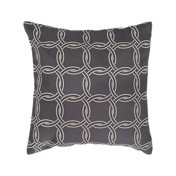 Coussin CAMIF Néo Rétro anthracite à cercles graphiques sur les deux faces