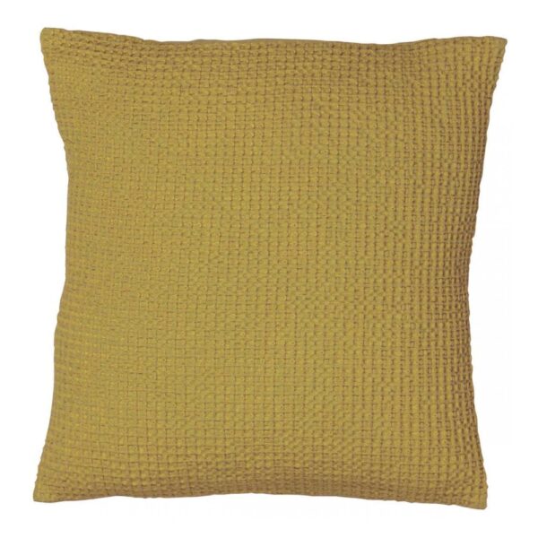 Coussin Vivaraise MAÏA carré en coton stonewashed au tissage nid d’abeille