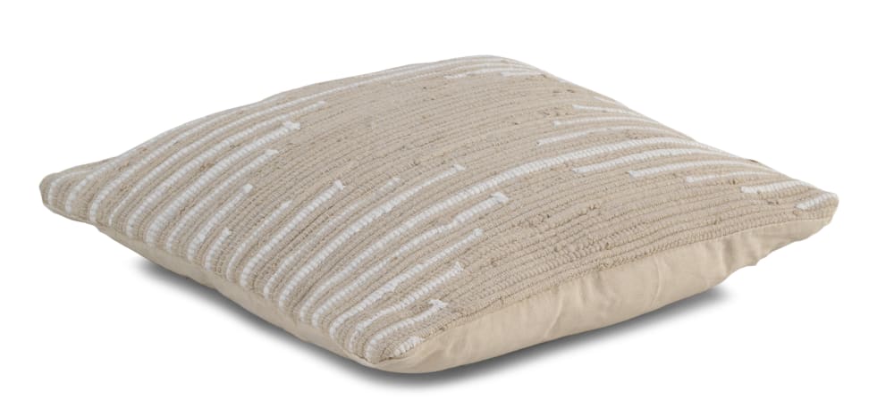 Coussin en coton GEESE HOME beige, carré 45x45 cm, tissé à la main