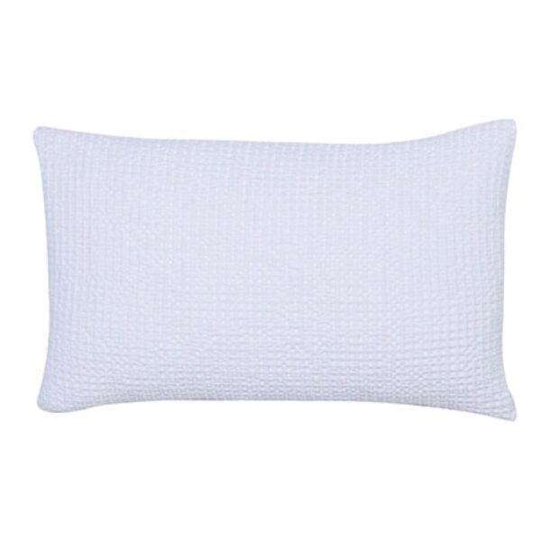 Coussin Vivaraise Maïa blanc rectangulaire en coton à tissage nid d’abeille