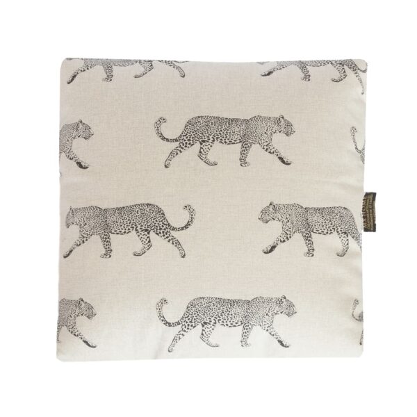 Coussin MX HOME blanc en coton avec motif de tigre noir