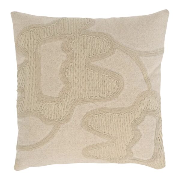 Coussin coton Urban Nature Culture blanc cassé avec broderie florale abstraite