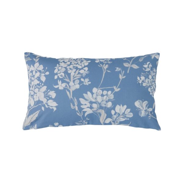 Coussin CAMIF Passerage rectangulaire bleu et gris à motif floral