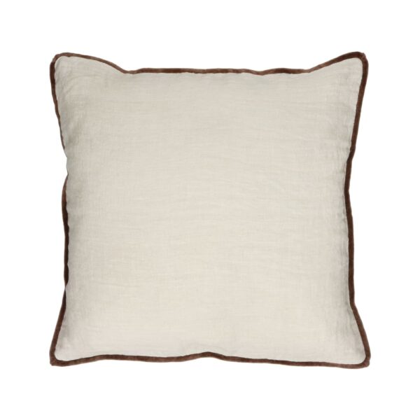 Coussin en coton Pomax ivoire carré, avec face en lin et dos velours