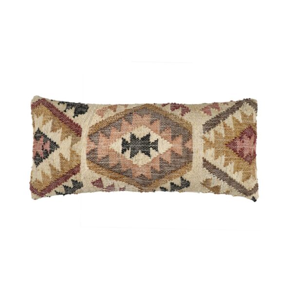 Coussin Pomax Isis en coton, multicolore, à motifs géométriques bruns et bordeaux