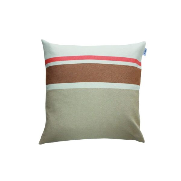 coussin Box & beyond jacquard carré ivoire, blanc, ambre et corail, 50 x 50 cm