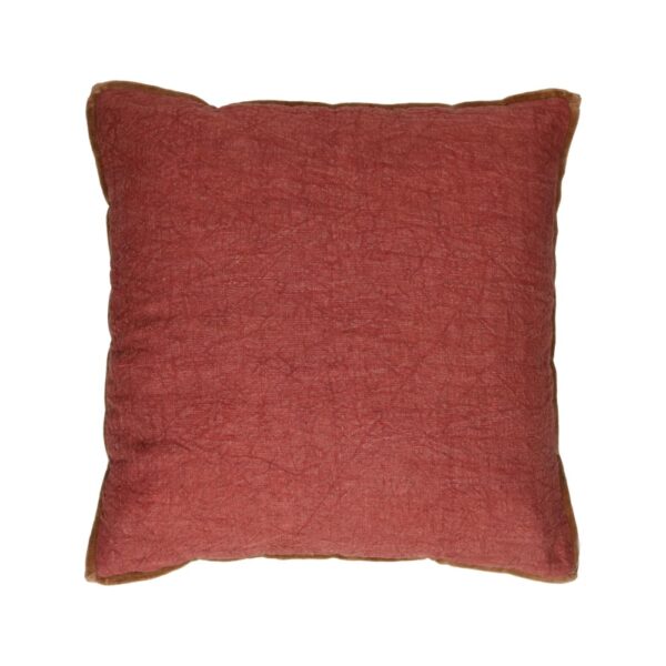 Coussin Pomax en coton rose carré avec face en lin et envers velours
