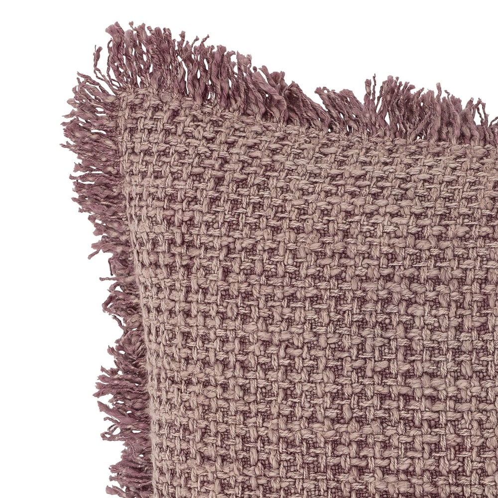 Coussin Bloomingville Delva rose en coton tissé avec petites franges — vue 3