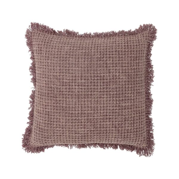 Coussin Bloomingville Delva rose en coton tissé avec petites franges