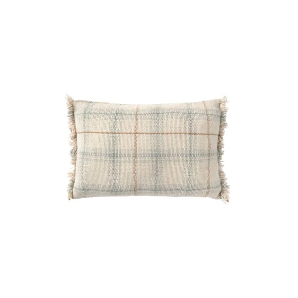 Coussin Lorena Canals bleu en coton tissé à la main avec franges