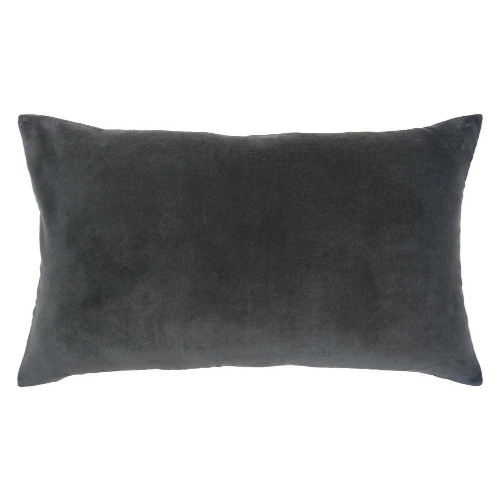Coussin Vivaraise Elise gris avec une face en velours et une face en chambray
