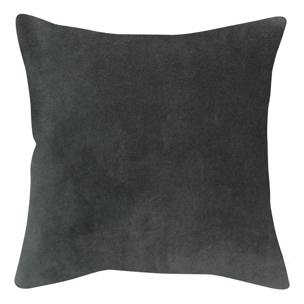 Coussin Vivaraise Elise gris carré en velours et chambray de coton