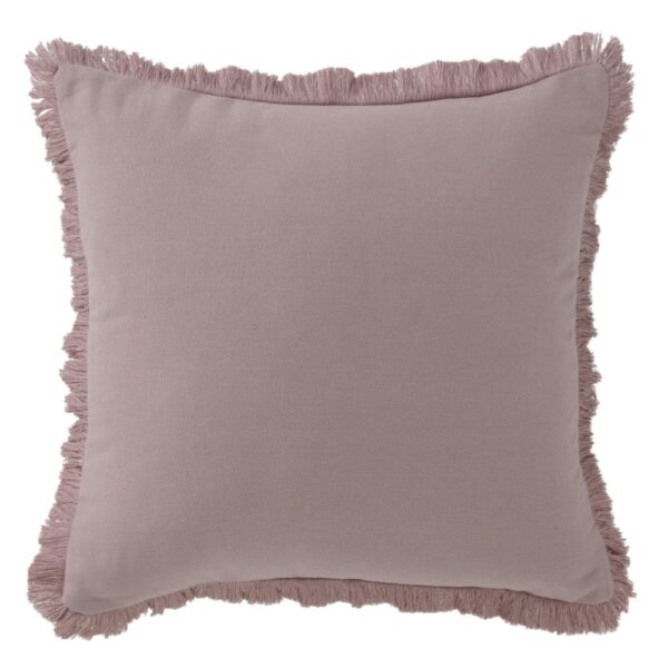 Coussin en coton Becquet violet violine carré à finition frangée