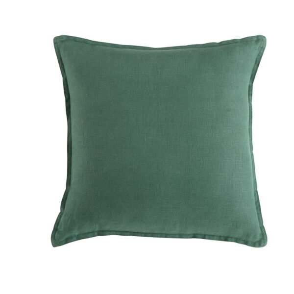 Coussin lin lavé Maisons du Monde vert basilic, format 45 x 45 cm