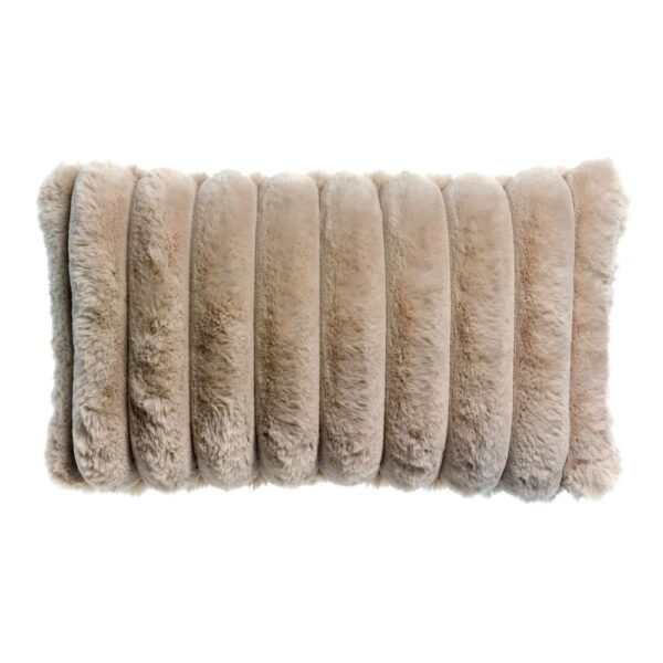 Coussin Vivaraise Alice beige rectangulaire à finition en fausse fourrure
