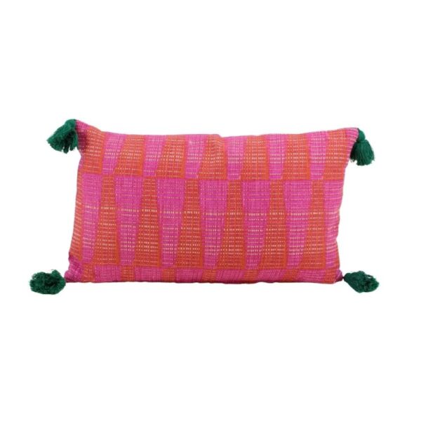 Coussin Ornami anti-UV rectangulaire rose et orange pour jardin