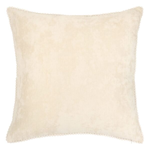 Coussin Maisons du Monde en velours écru et bordures blanches, 60x60 cm